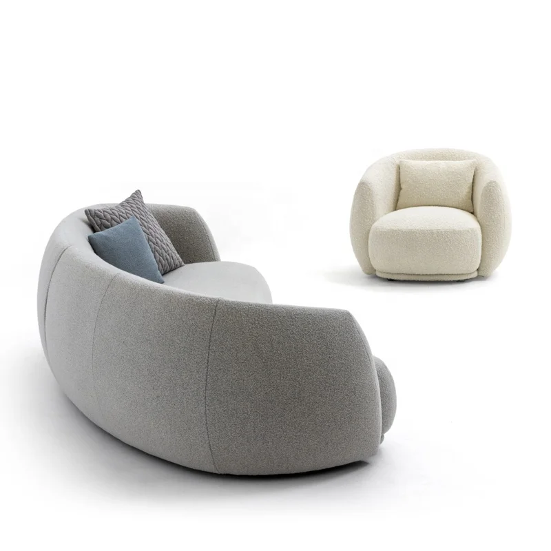 Modern fabric round couch arc creative stitching 4-seater sofa Villa home office hotel lobby Design Sectional Sofa