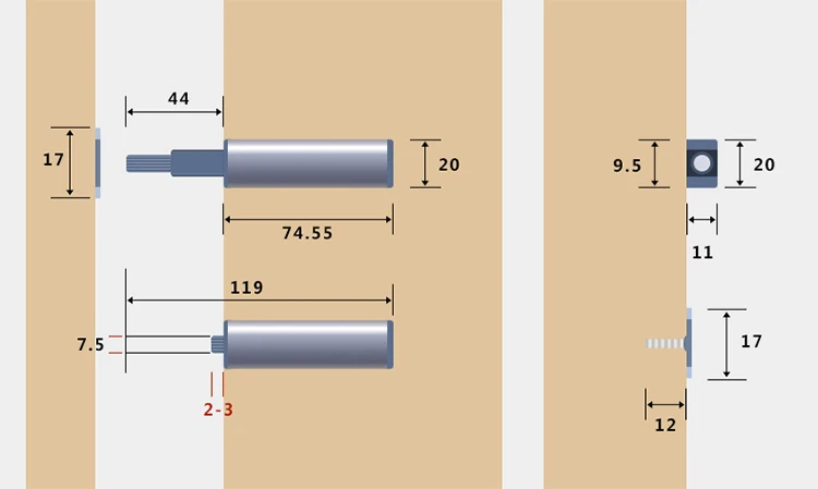 Supplier Anticollision Shock Buffer Sliding Drawer Push Open ABS Plastic Material Magnetic Mute Adjustable Cabinet Door Damper