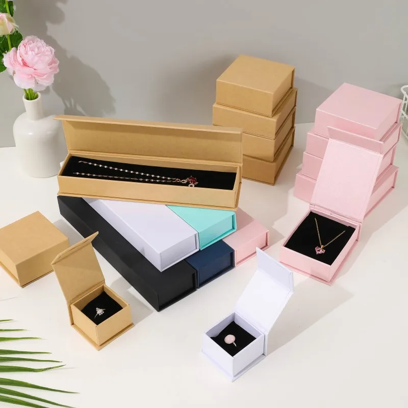 Jewelry earrings packaging box Magnetic flip ring necklace packaging box