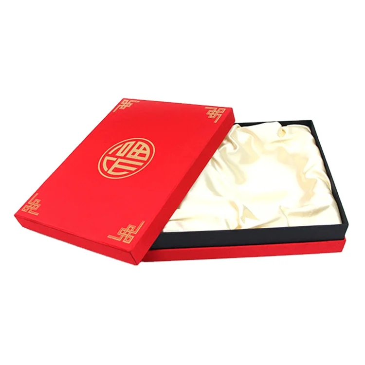 Luxury Design Red Chinese New Year Packaging Paper Gift Box With Lid