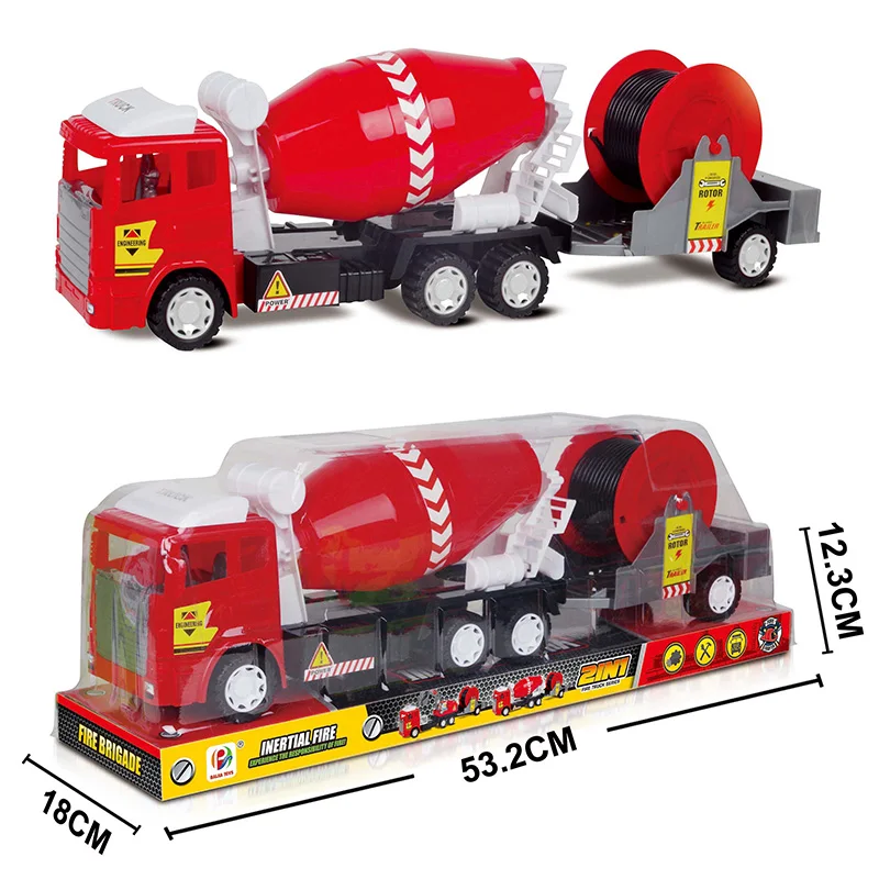 Hot sale friction mixer car inertial engineering vehicle toys construction site toy truck for kids