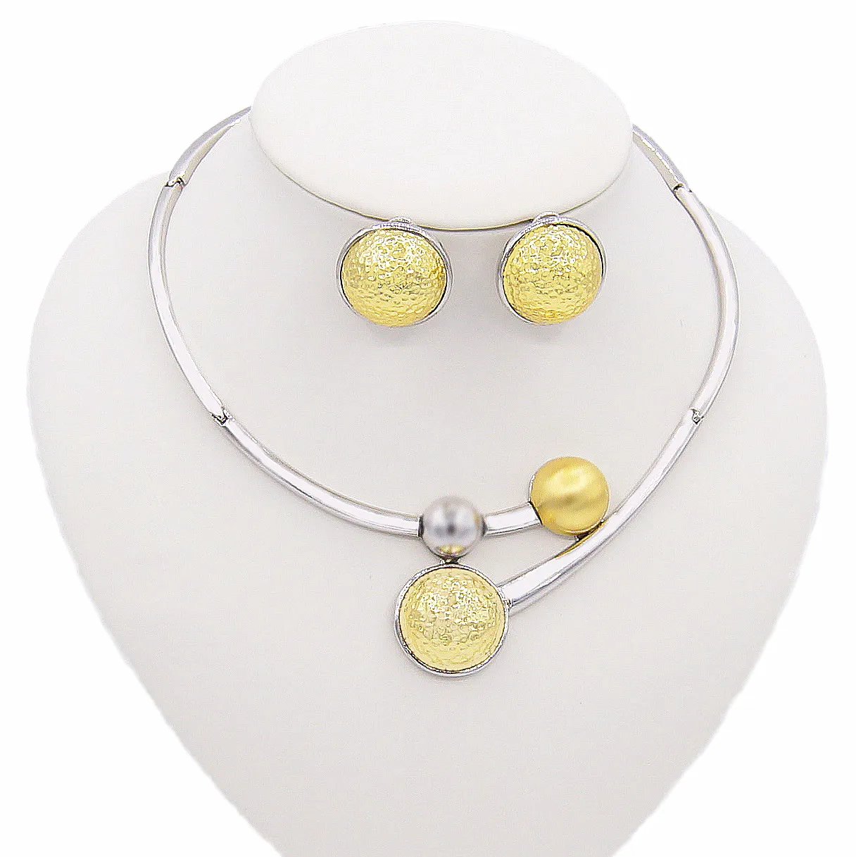  Yulaili New White Gold Plated Collection Beautiful Jewelry Set Yellow Round Pendant Necklace Earring Women Elegant