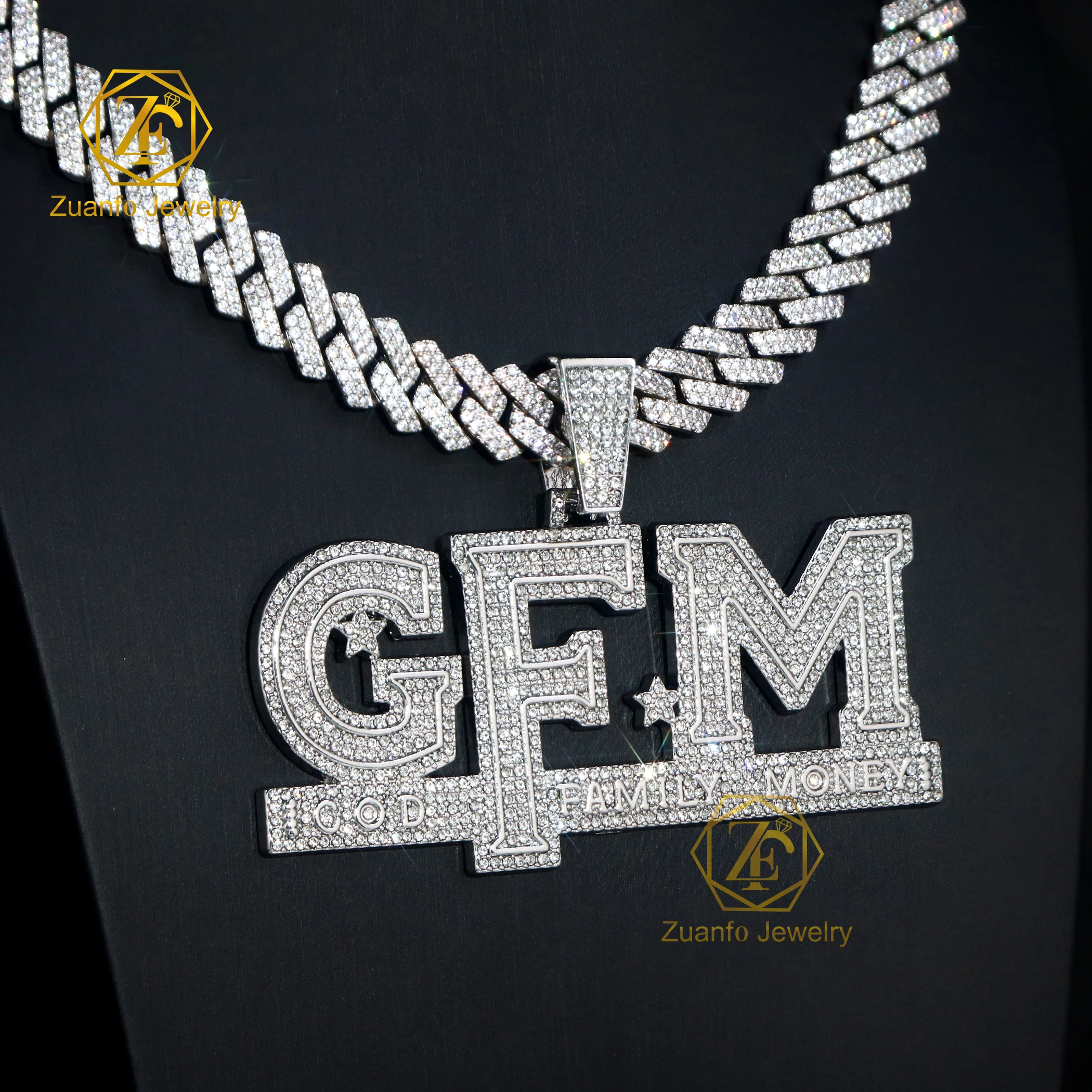 Custom Iced out Hip Hop Style Moissanite Letter Pendant 925 Sterling Silver Jewelry with Moissanite Pendant Charm