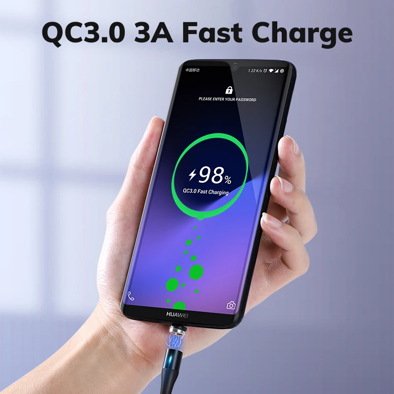  Бесплатная доставка TOPK AM60 2M 3A QC3.0 Быстрая зарядка Магнитный кабель USB Type