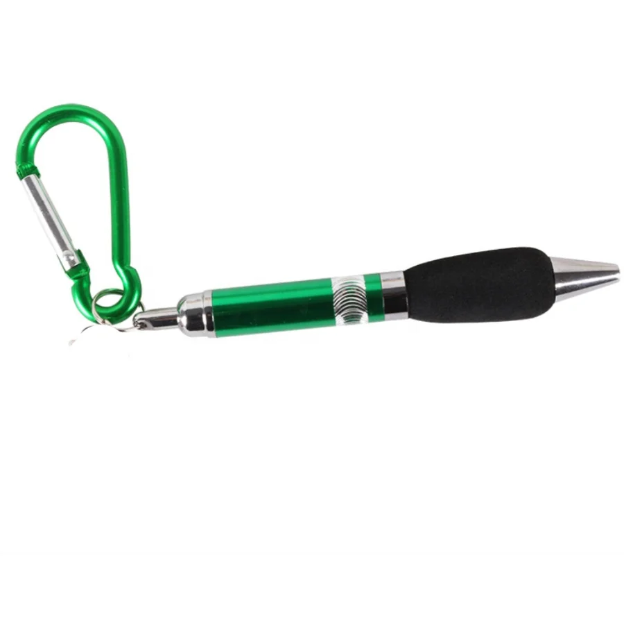 Custom logo  metal ball pen Multi-Functional Pen sponge holder ballpoint pen with carabiner