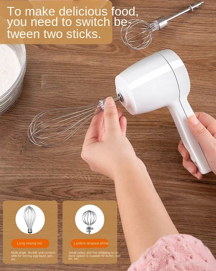 Tommygo 2021 new egg beater electric household wireless small full automatic cream beater manual cake baking tool mixer