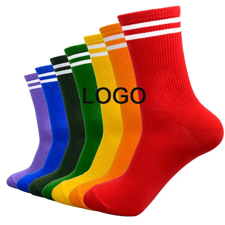 Wholesale High Quality Custom Logo purple Socks Winter Cotton Comfortable Unisex Crew warm indoor outdoor sporty cheap Socks