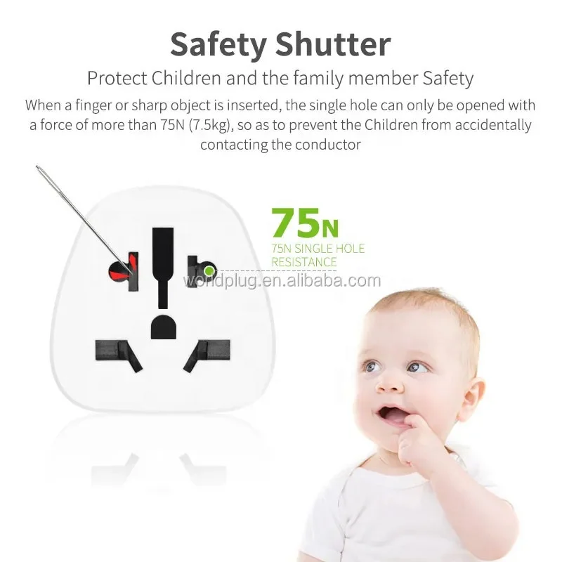 Worldplug Multifunctional Universal to England Conversion Plug UK Travel Adapter 10A EU US AU to Type G Converter Universal Plug