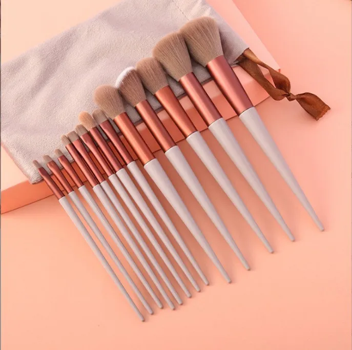 Wholesale Makeup Brushes Set 13pcs Dark Green Custom Logo Cosmetics Make up Tools Powder Foundation Eyeshadow Brush