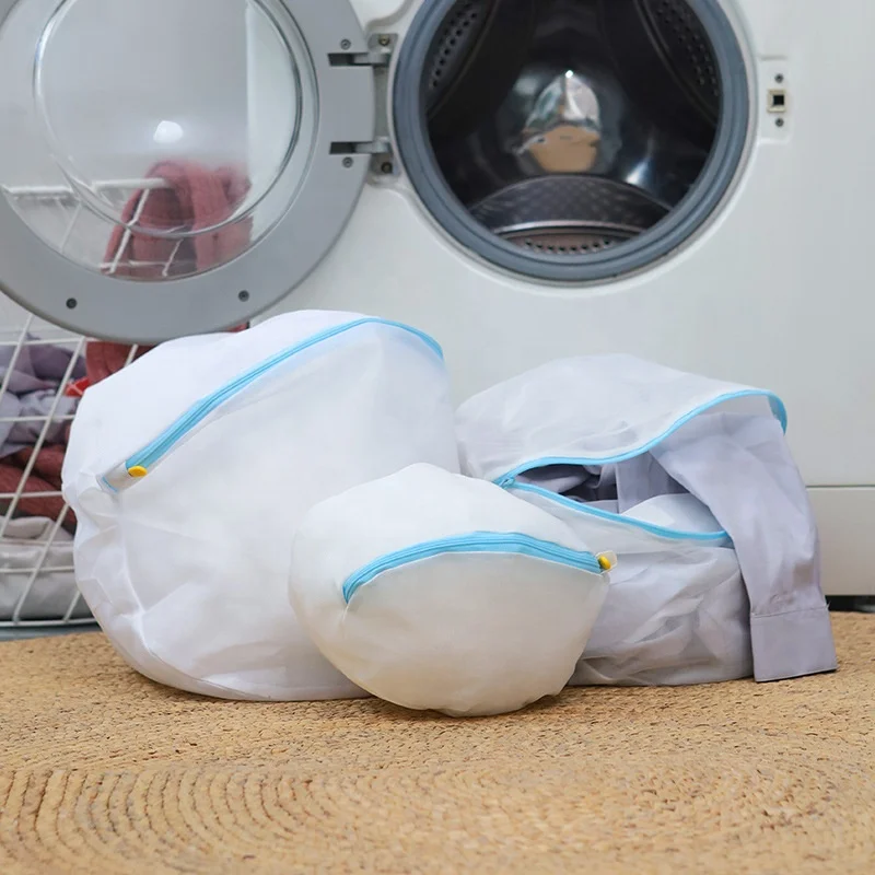 Custom Logo Polyester Zipper Clothes Wash Bag Low Price Underwear Laundry Mesh Bar Washing Bag