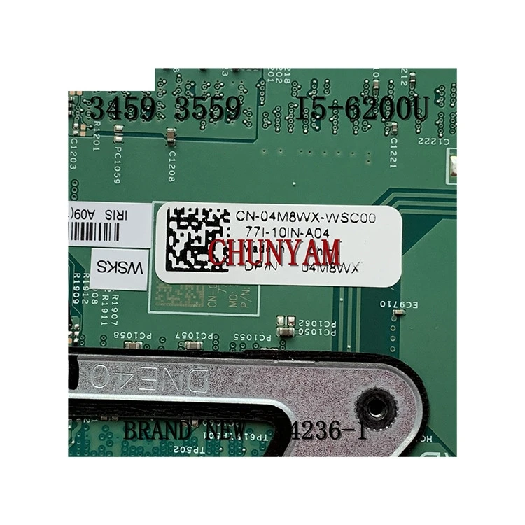 Factory sale laptop motherboard 04M8WX i5-6200U GHz for dell Inspiron 14-3459 / 15-3559