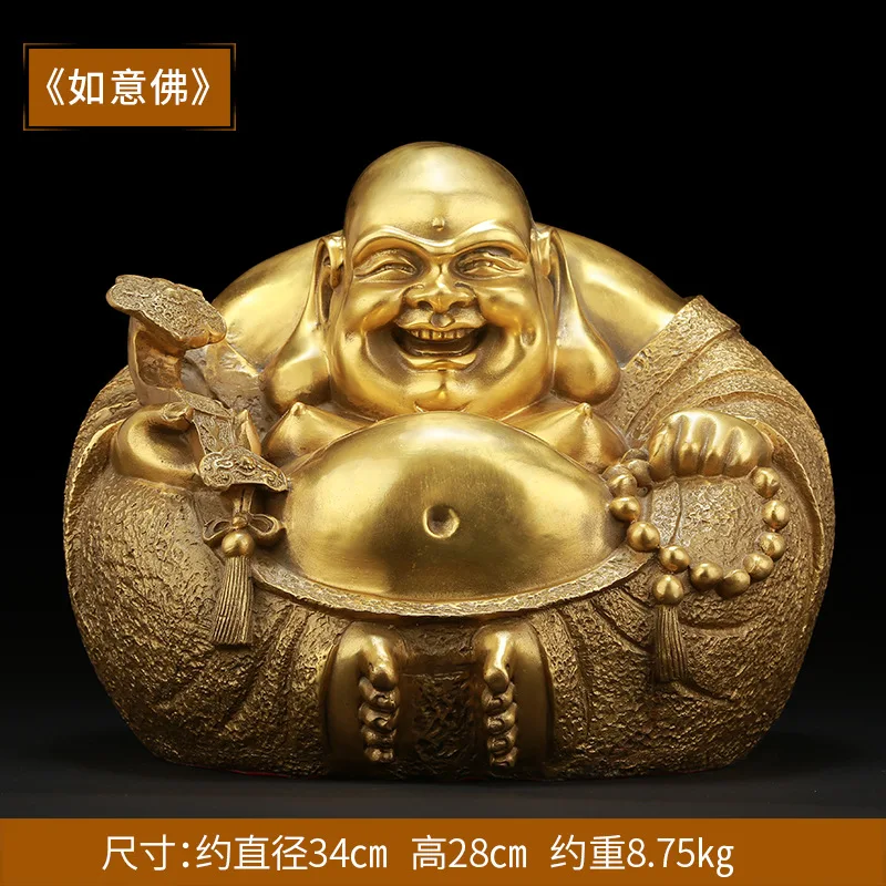 Dropship Buddhism Hotei Buddha Antique Brass Statue Patung Buddha Maitreya Statue