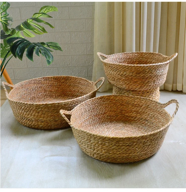 Hand Made Rattan Round Bed with Soft Cushion for Cats or Small Dogs Rattan Cat Bed