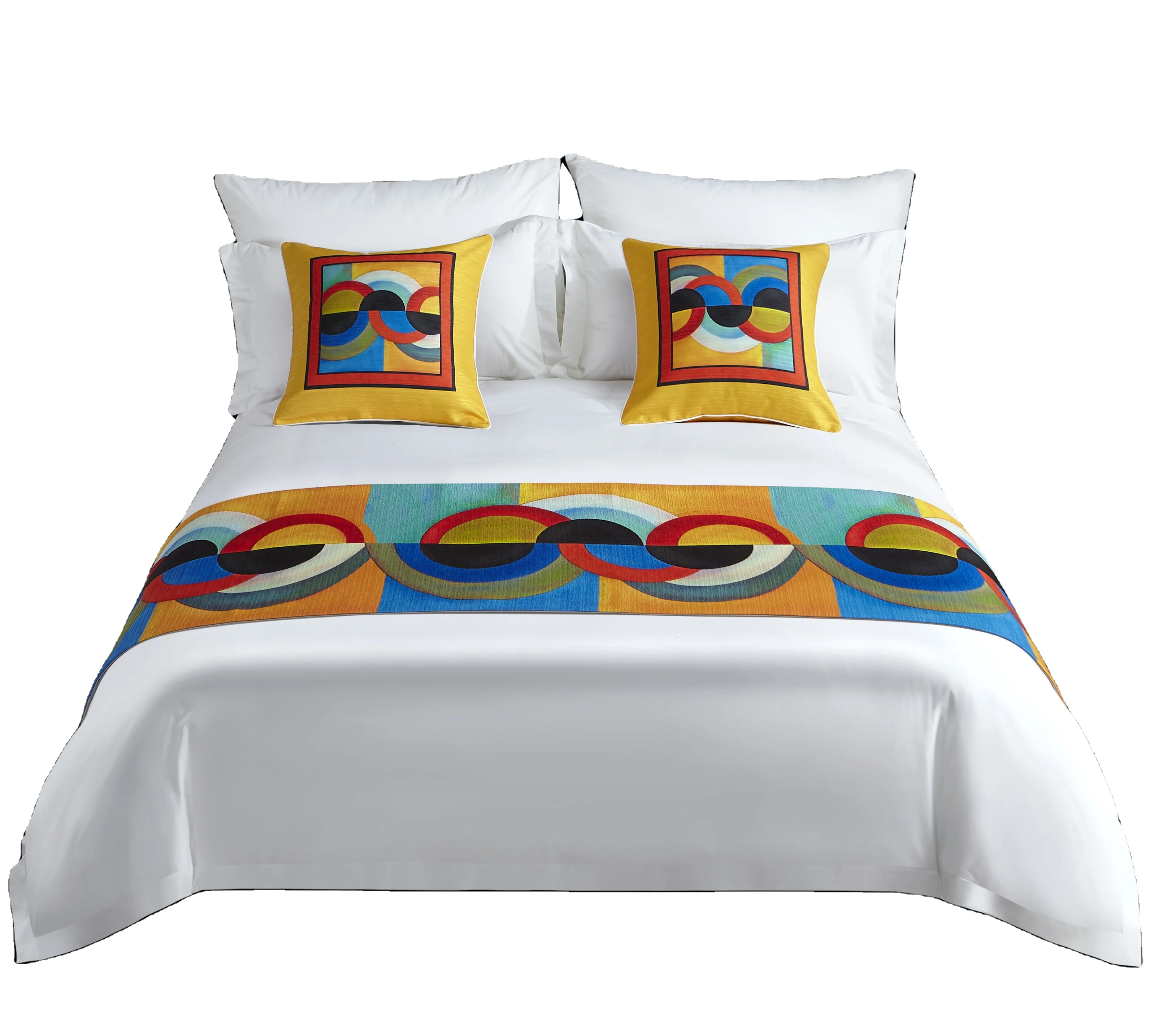 Modern style Application size Plain Dyed Decorative quilted Hotel Bed Runner And Cushion Sets (1600057569710)