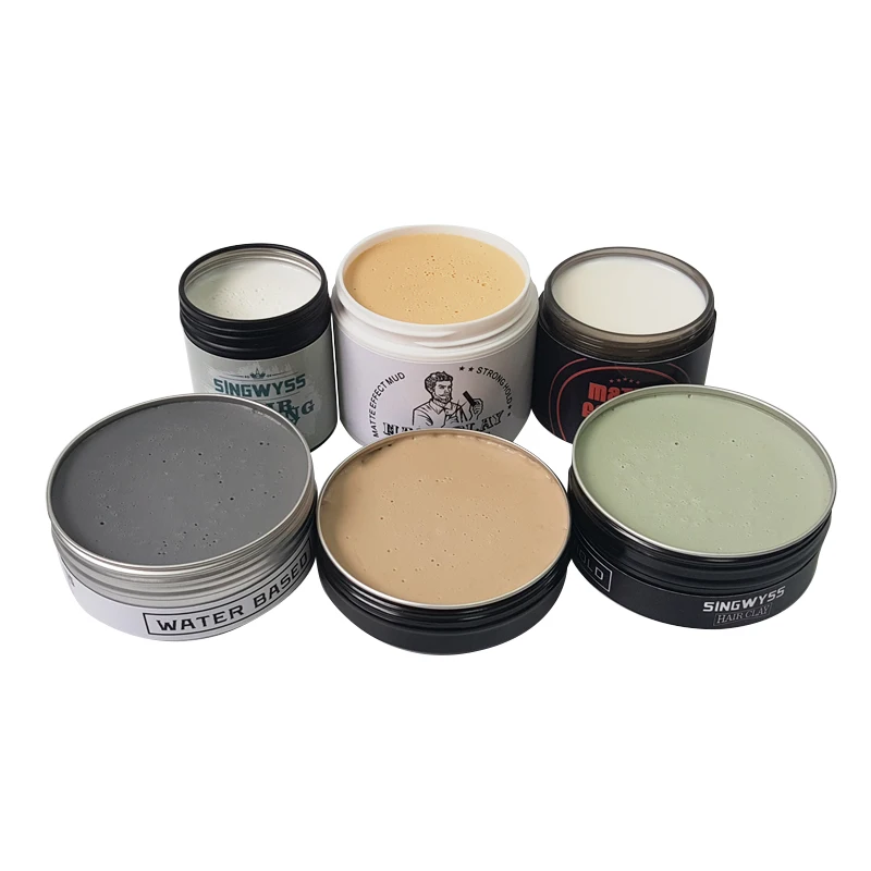private label 100g aluminum tin many colors hair clay with matte finish and strong hold water-based for all hairstyles