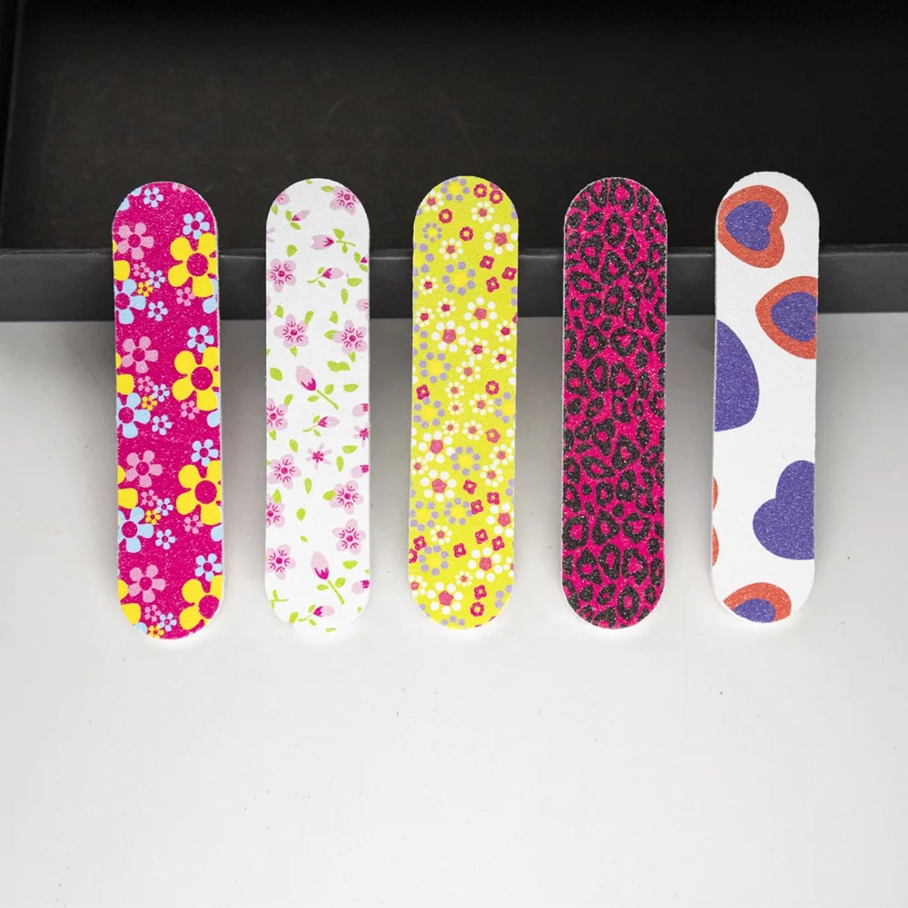 Colored Mini 9cm Nail File Printed Double sided EVA Nail Scrolls File Wholesale Custom Printed Nail Files