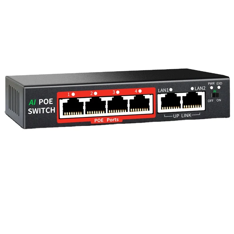 LOW Price 4 Ports POE Switch 10/100M  48V/65W External power supply  IEEE802.3 AT/AF suitable for CCTV, NVR, Camera