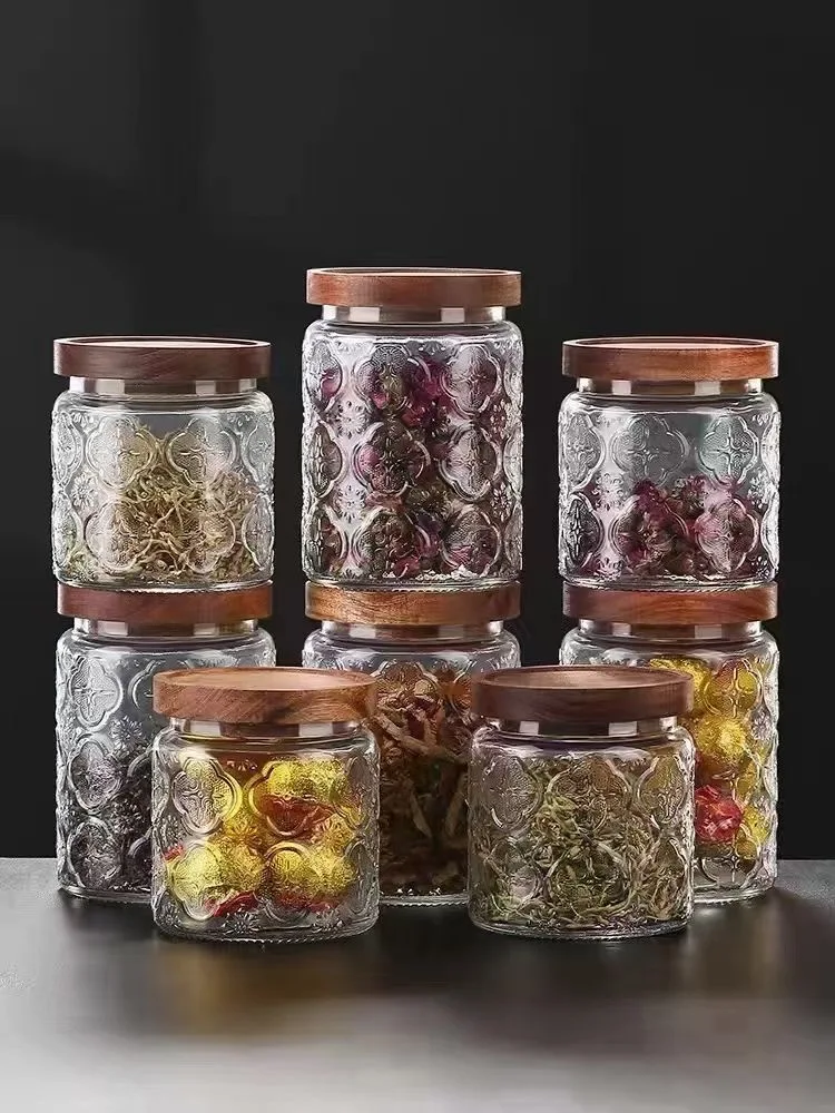 Wholesale Free Kitchen Glass Small Jars with Transparent Bamboo Lids & Airtight Canister Extra Labels for Food Storage Container