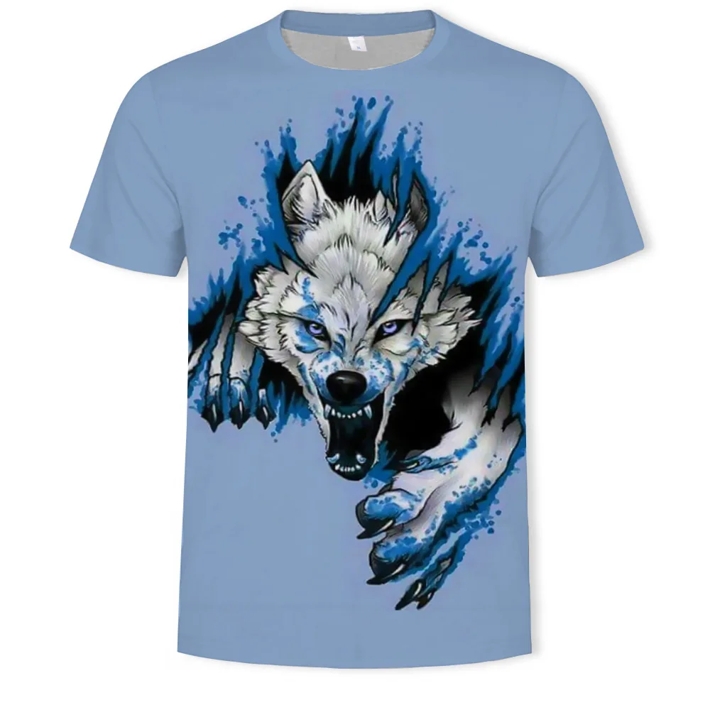 Wholesale 3d Animal Wolf Sublimation Chinese T Shirt Unisex Printed Oversized T-shirt Wholesale 3d Embossed Printing T Shirt