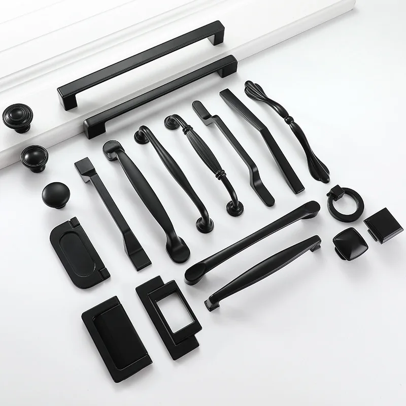 Affordable Zinc Alloy Black Gold Drawer Handle Furniture Accessories Handle Kitchen Cabinet Handle