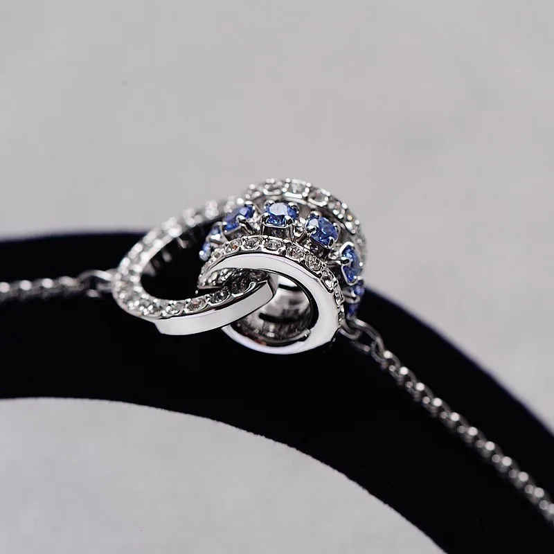 Interlocking transfer bead pull-out bracelet for women with crystal elements, fashionable and elegant