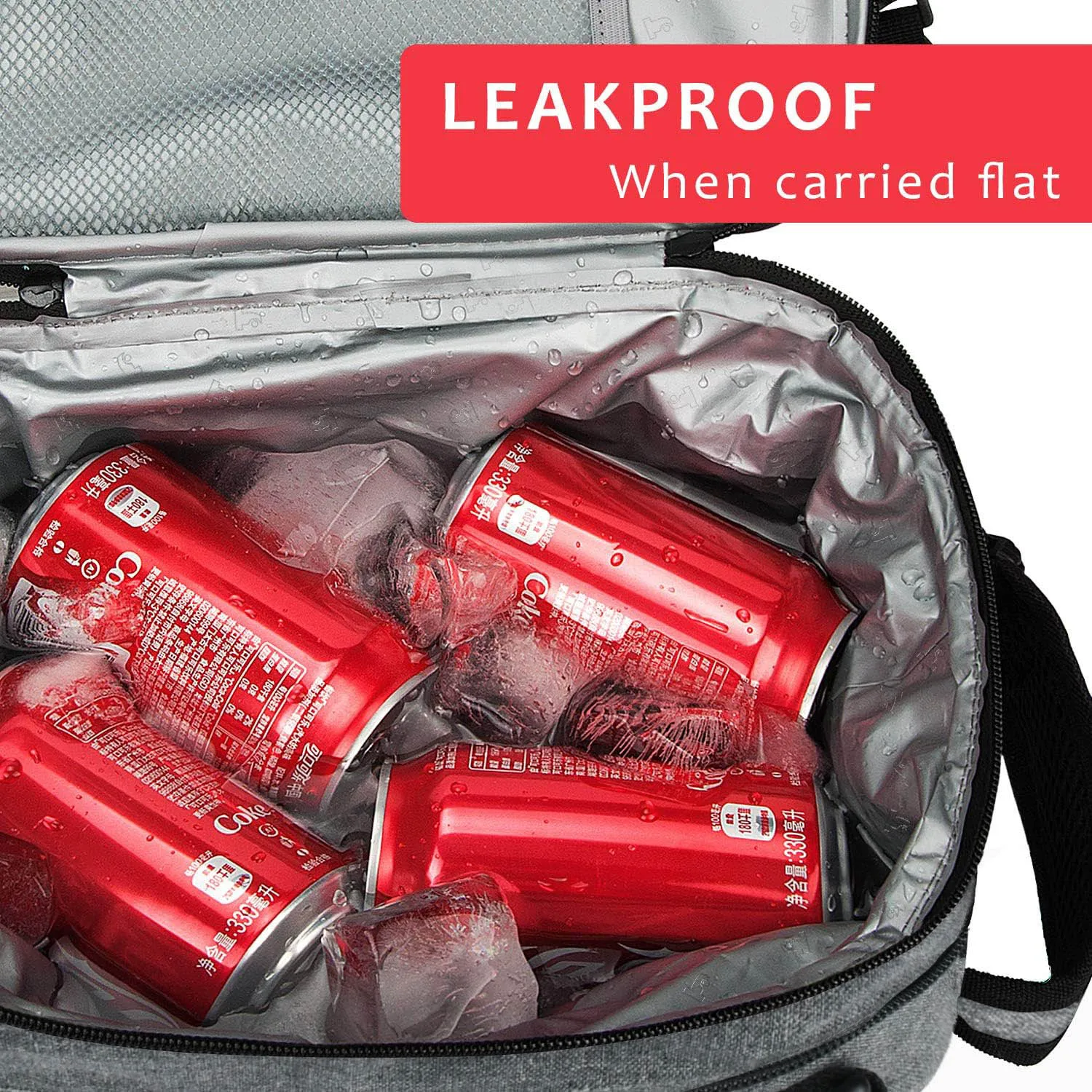 Custom unisex Expandable Insulated Lunch Bag, Leakproof Flat Lunch Cooler Tote with Shoulder Strap for Men and Women