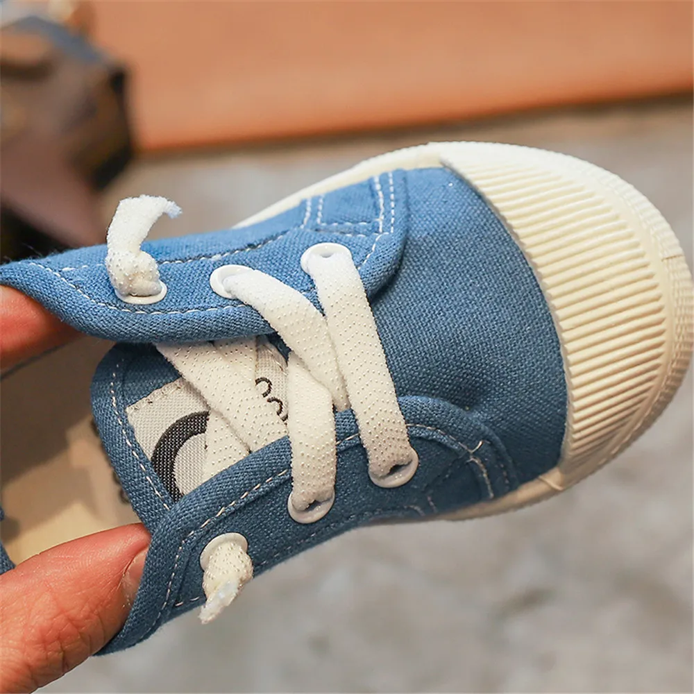 
In stock flat boys and girls unisex candy color slip on casual kids canvas shoes 