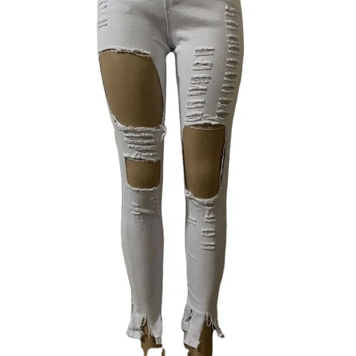 Durable 2021 Fall Hot New Split Long Ripped Leg Jeans