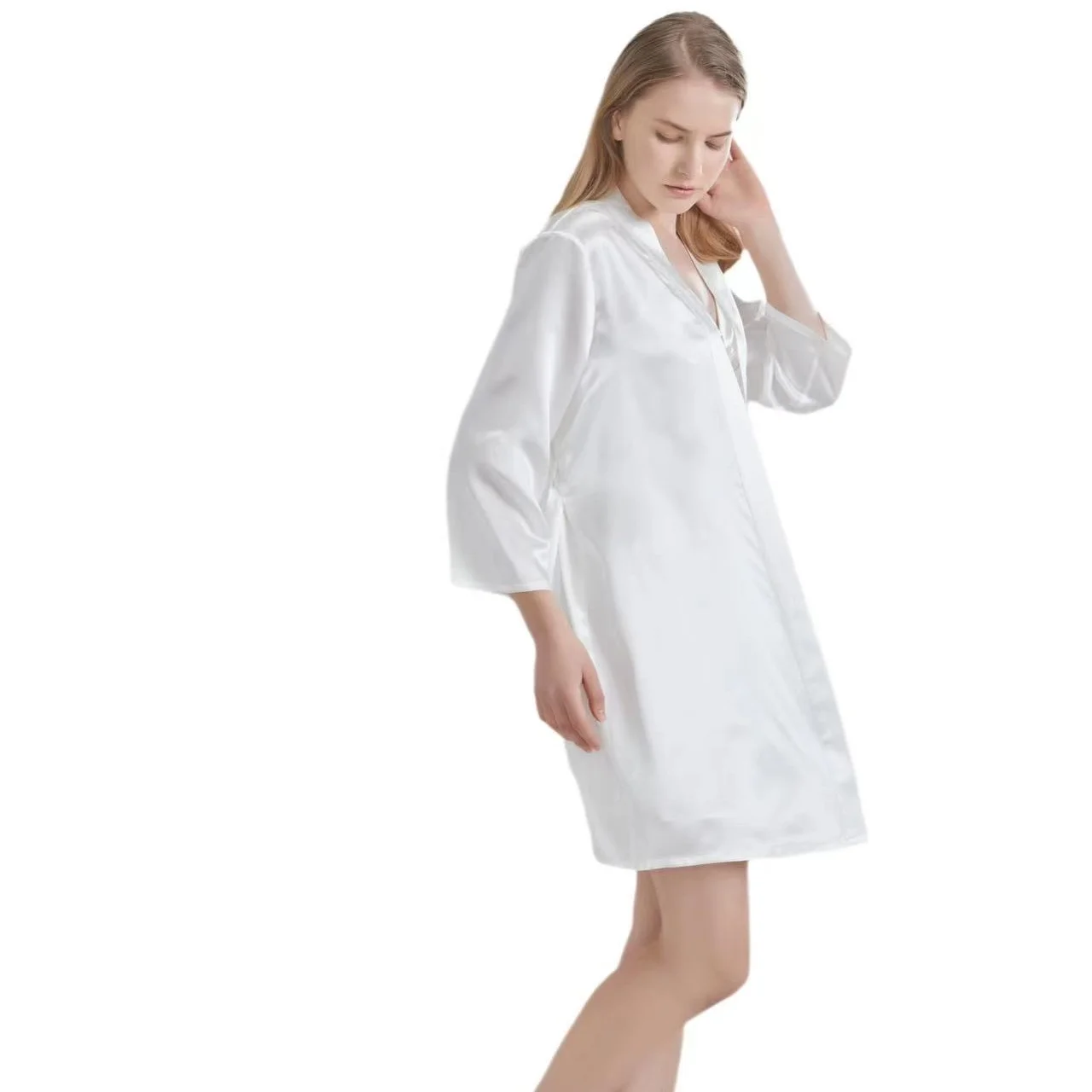 High quality  luxury  silk robes 22MM silk robe sets for women long sexy pure satin  Silk Sleepwear