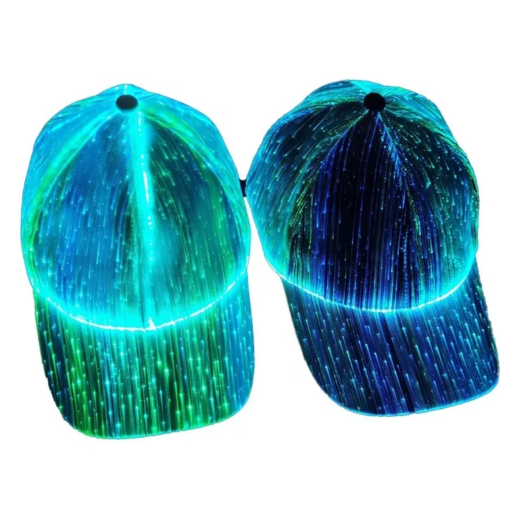LED Fiber Optic Luminous Club Hat Black and White Couple Luminous Baseball Performance Hat