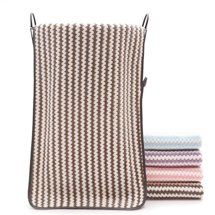
Double Color Striped Soft Coral Fleece Towel Microfiber Face Towel 
