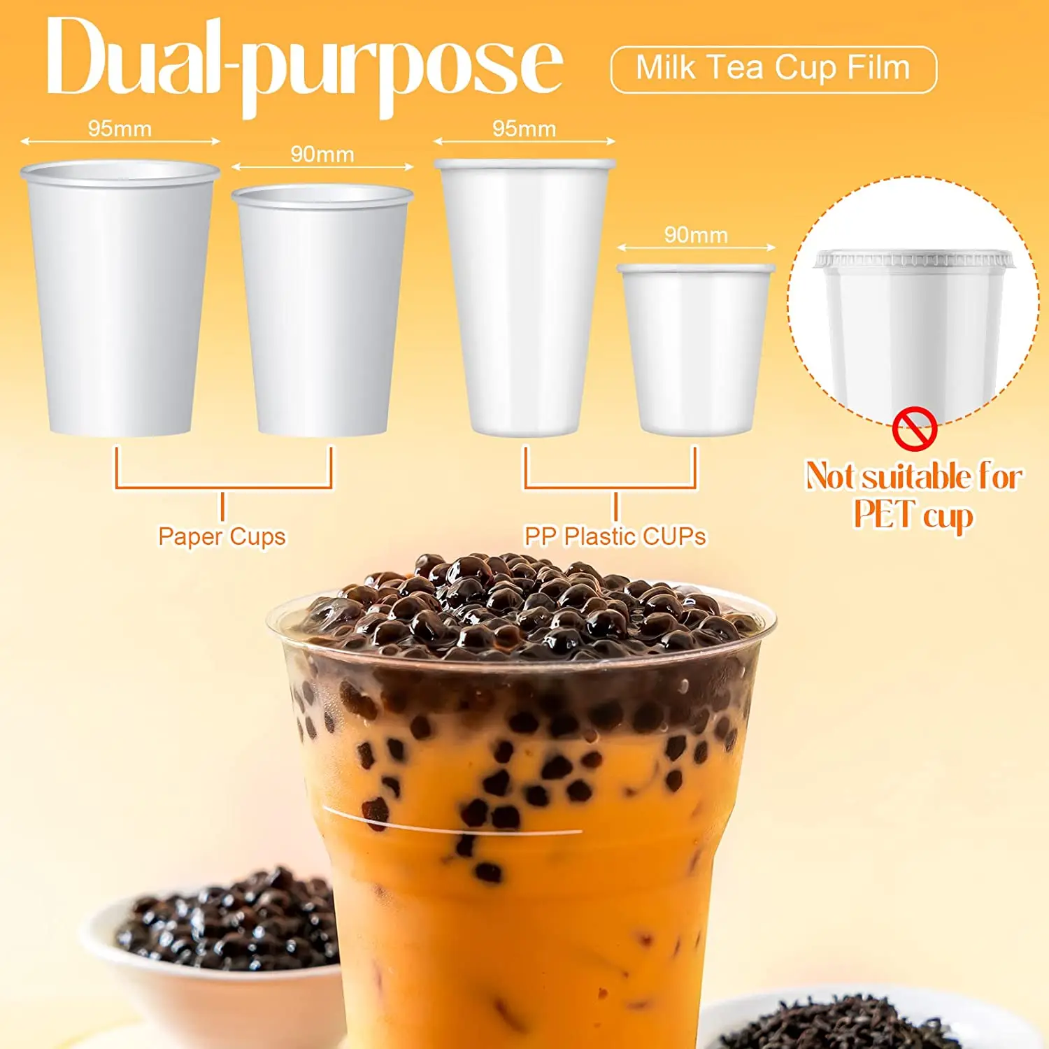 Bubble Tea Boba Cup Sealing Seal Film For 90-105mm PP Cup Sealing Film