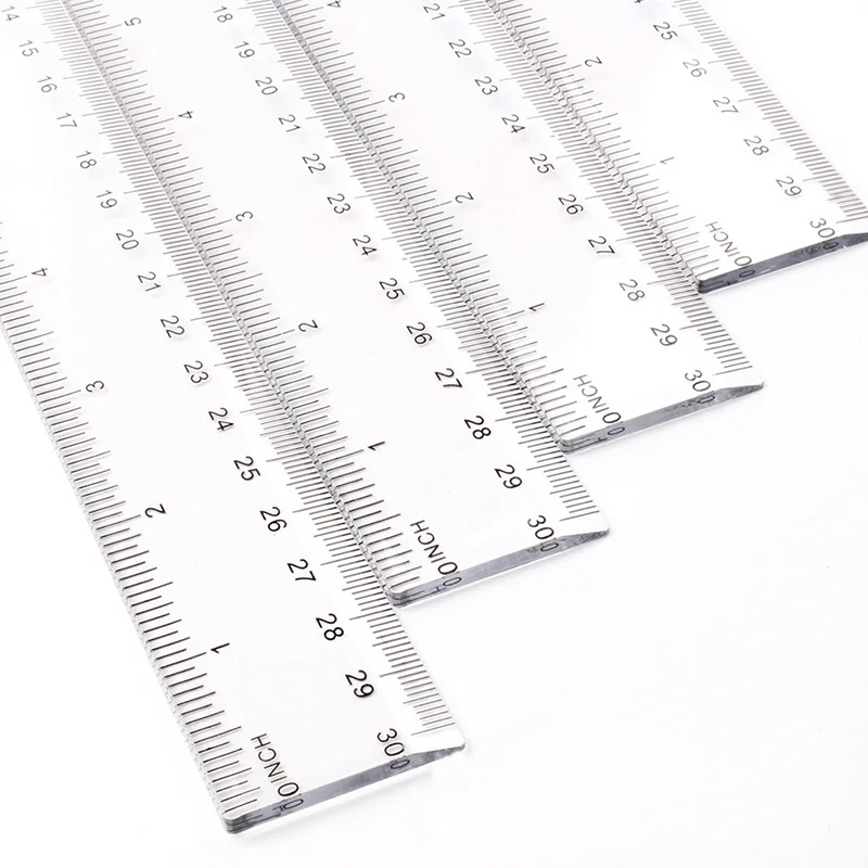 Plastic Scale Ruler 30cm Ruler Actual Size Transparent Clear Custom Logo School Student Teaching Ruler