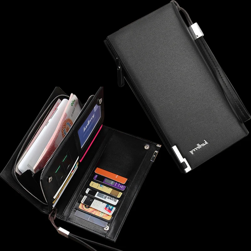 Длинный кошелек baellerry 2021 для мужчин бумажник из искусственной кожи с rfid-защитой на запястье минималистичный держатель карт и молнии мужской индивидуальным