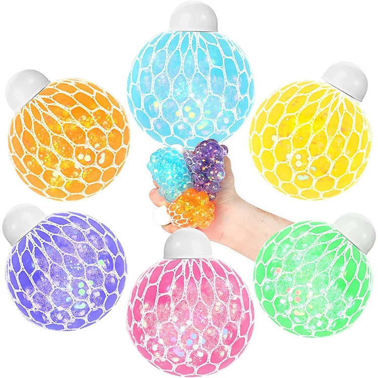 Soam Color Bead Children Adult Decompression Vent Ball Squeeze Pinch Music TPR Decompression Color Bead Funny Ball Toys