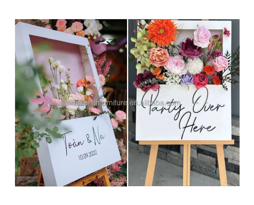 Party Reception Signage Board Flower Box Wedding Welcome Sign Stand For Front Door Entrance