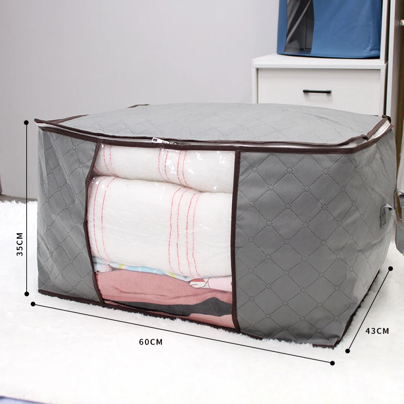 Durable Dustproof Zipper Closure Organizer With Handle Large Capacity Folding Under Bed Quilt Blanket Home Clothes Storage Bag