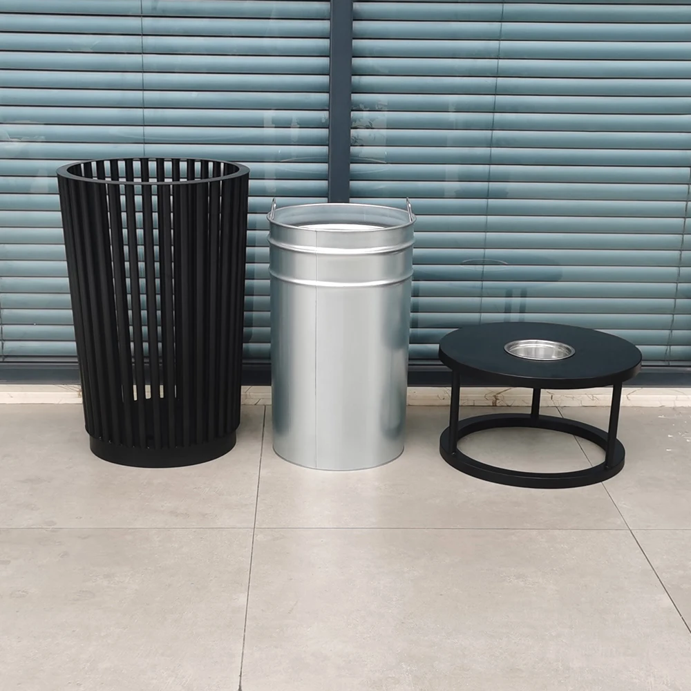 13 Gallon Outdoor Meta Rubbish Steel Round Recycle Trash Bin Garbage Can Street Waste bin Container