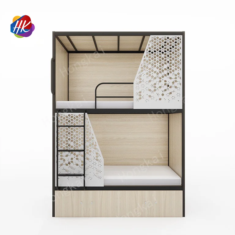 Detachable Wooden Decoration Hostel Bunk Beds with Metal Space Saving Design Perfect for Twin Configurations for Hotel