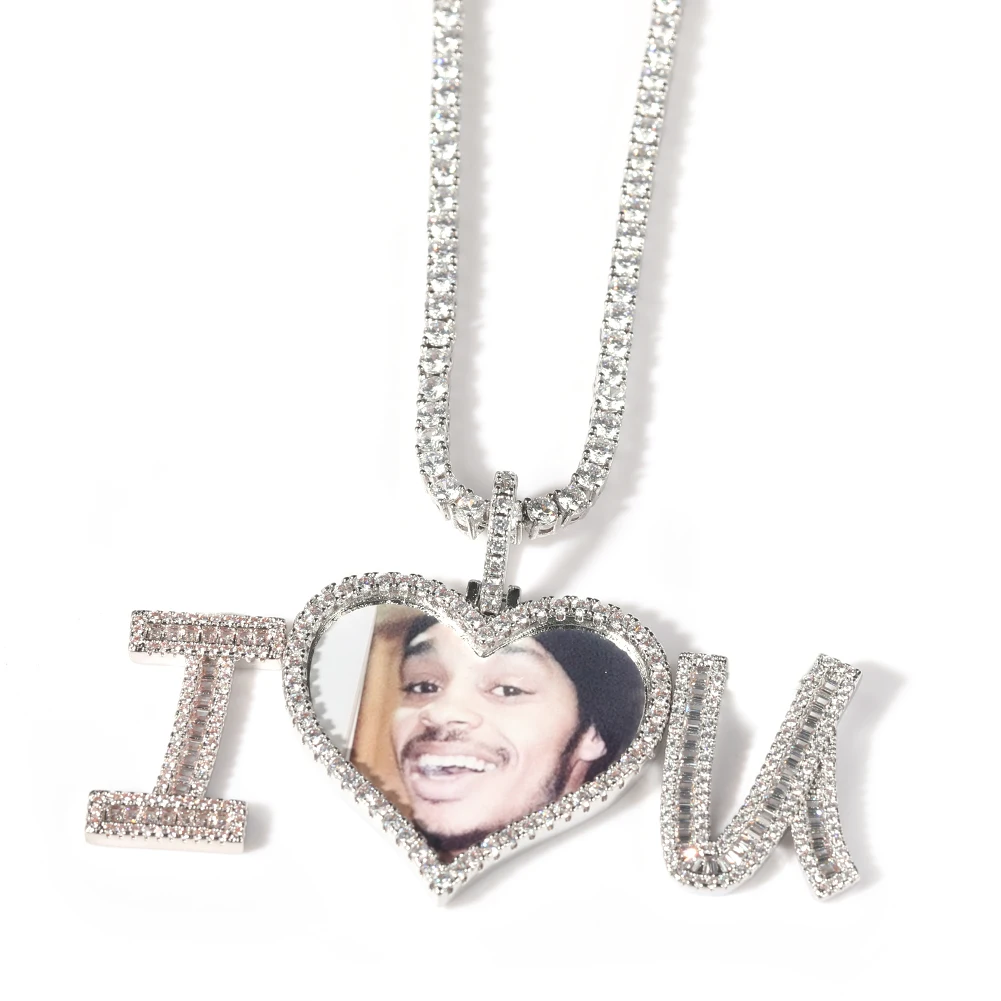 Personalized Memory Pictures Family Gift Custom Photo Name Necklace 18K Gold Plated Portrait I Love You Pendant Necklace