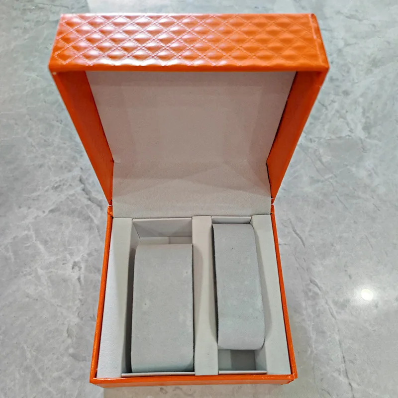 Factory Stock pink blue black orange color couple watch box high quality paper bracelet watch jewelry set square case