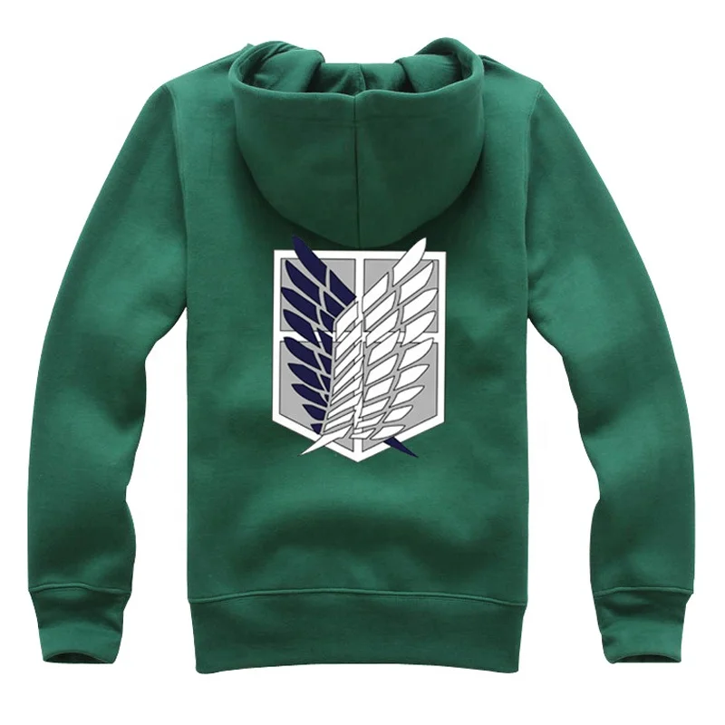 Anime Attack on Titan Unisex Cosplay Costume Green White Black Hoodie Scouting Legion Hooded Jacket