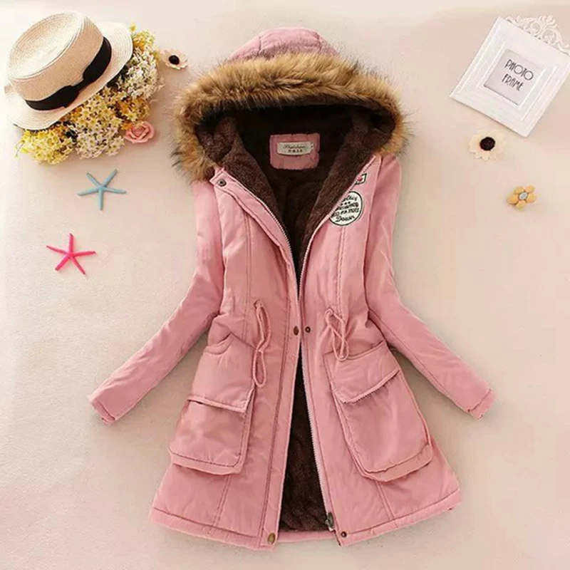 Casual Ladies Female Outerwear Women Jacket Thick Warm Parkas  Large Hooded Winter Coat