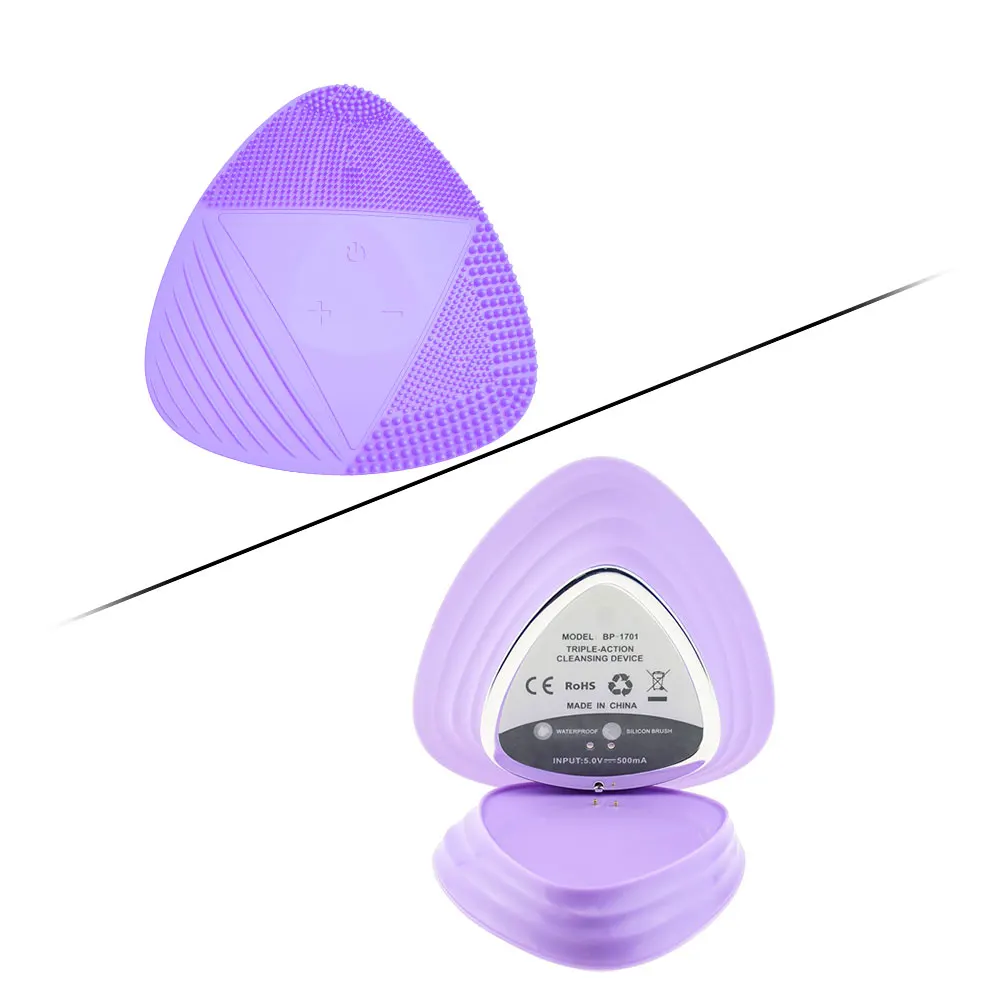 New Arrive Electric Silicone Face Cleaning Brush Waterproof Face Scrubber Massager Sonic Vibrating Facial Cleansing Brush