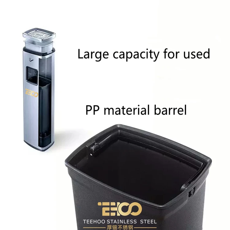 China Supply Ashtray Smoking Stand,  Outdoor Stainless Steel Ashtray with  Trash Can Manufacturer for Hotel Spaces