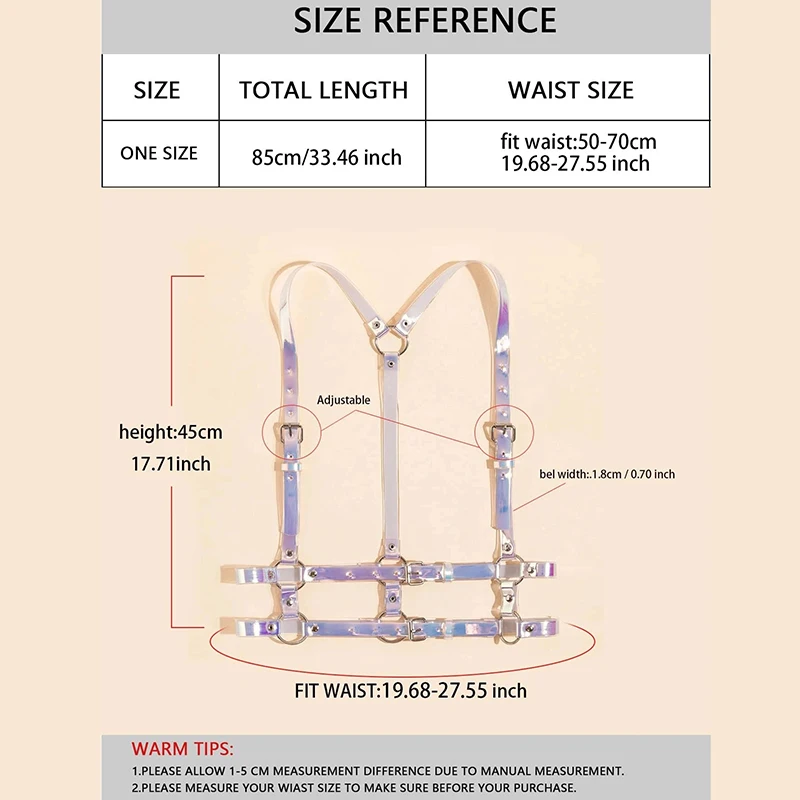China Shiny Laser Mauve Purple PVC Harness Belt Women Sexy Colorful Body Harness Sculpting Belts