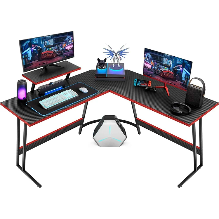 Homall L Shaped Gaming Desk Computer Corner Desk Pc Gaming Desk Table with Large Monitor Riser Stand for Home Office Sturdy Writ