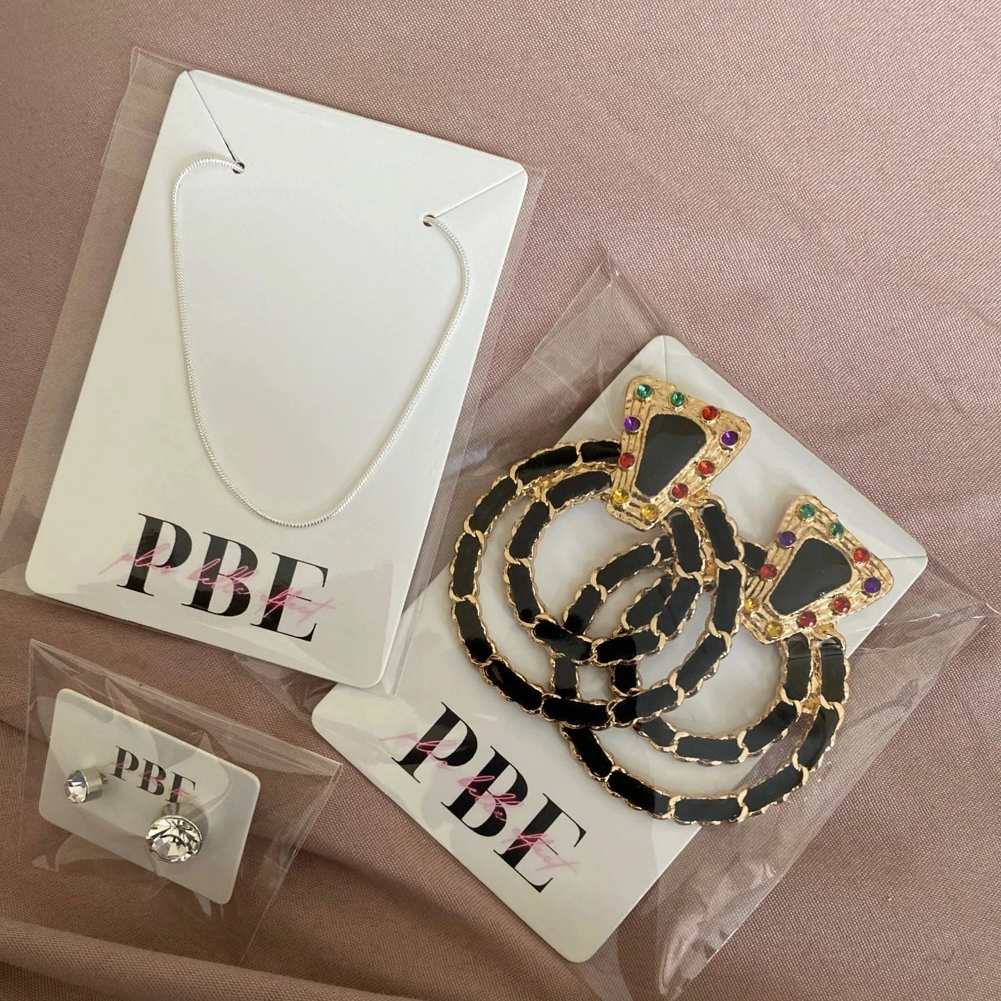 Customize Logo Paper Card Jewelry Thank You Necklace Earring Holder Cards Packing Display