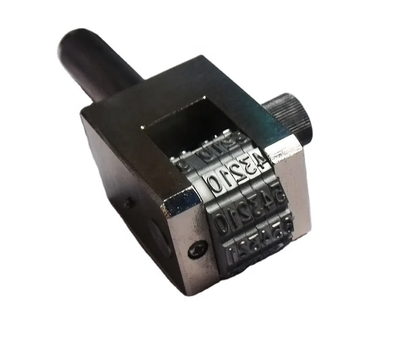 numbering head by hand press printing number on metal