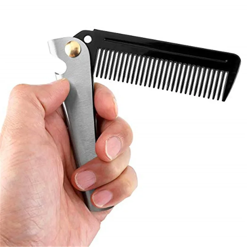 Stainless Steel Bottle Opener Comb Small Pocket Comb Mini Anti Static Beard Mustache Comb